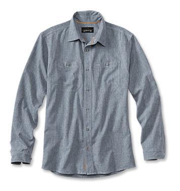 Tech Chambray Long Sleeve Shirt- Blue Chambray