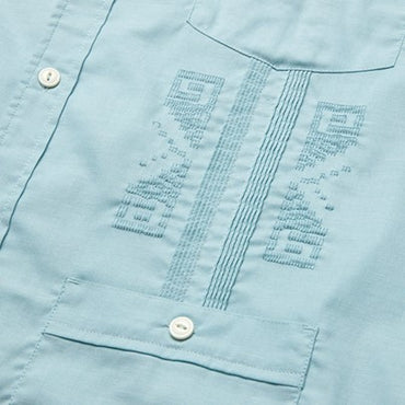 Guayabera Shirt- Hemisphere Blue