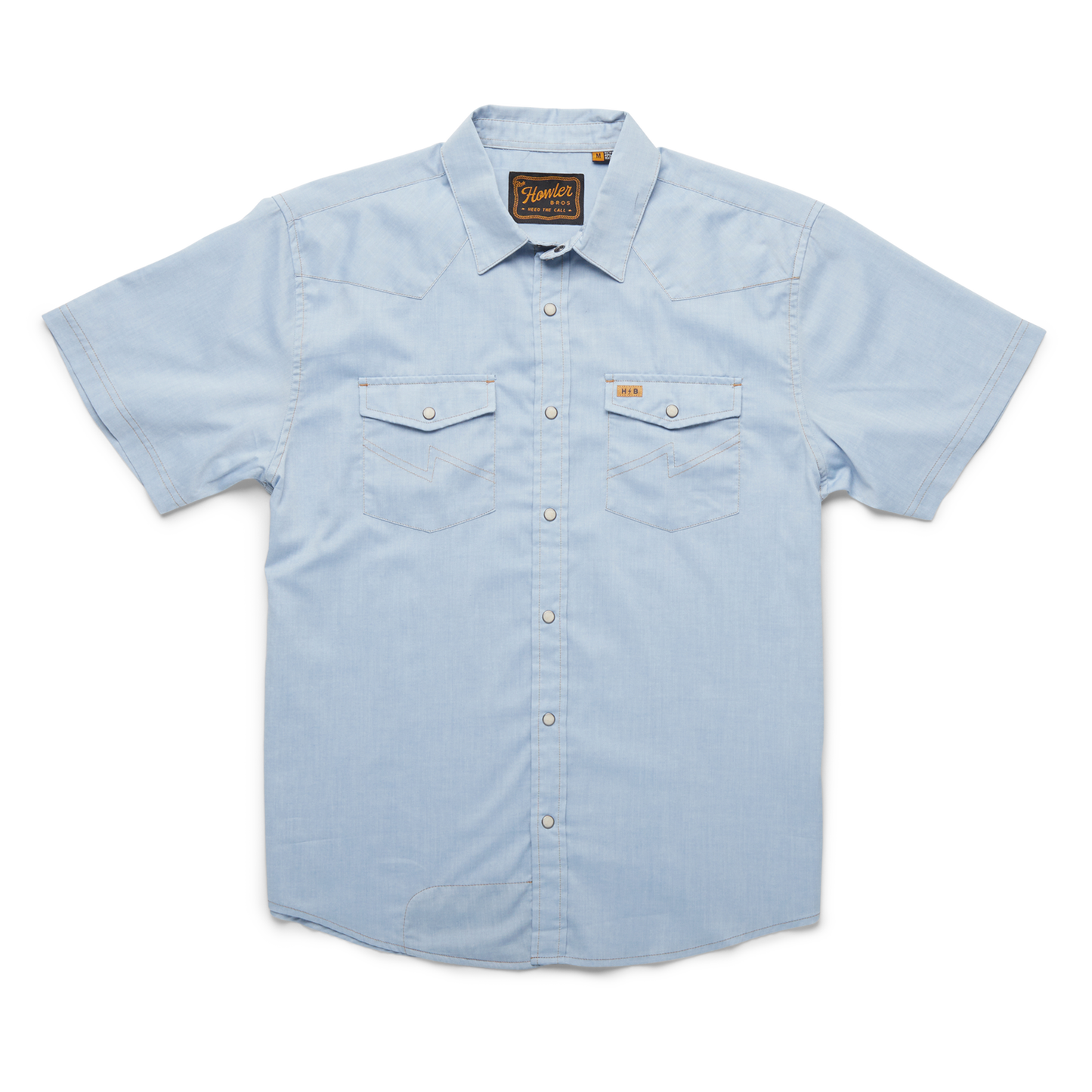 H Bar B Snapshirt- Faded Blue Oxford