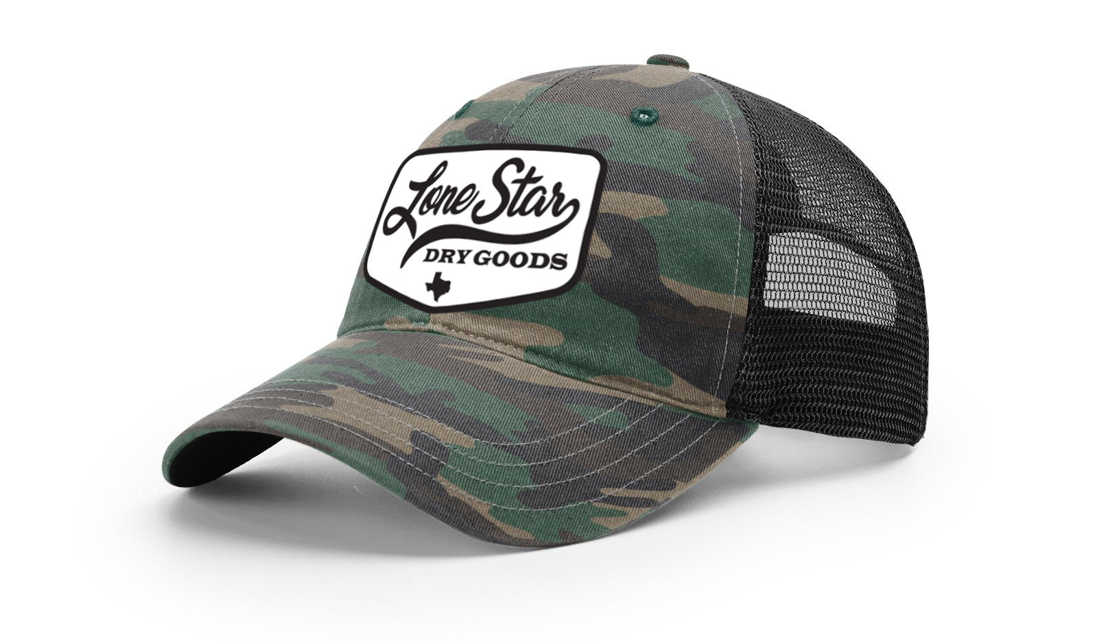 LSDG Unstructured Trucker Hat- Green Camo – Lone Star Dry Goods