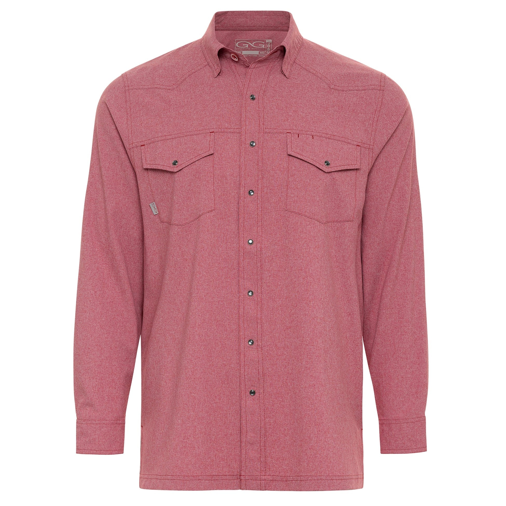 Relaxed Pearl Snap Long Sleeve Shirt- Crimson