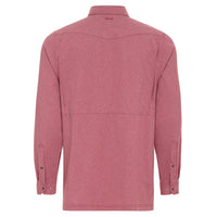 Relaxed Pearl Snap Long Sleeve Shirt- Crimson