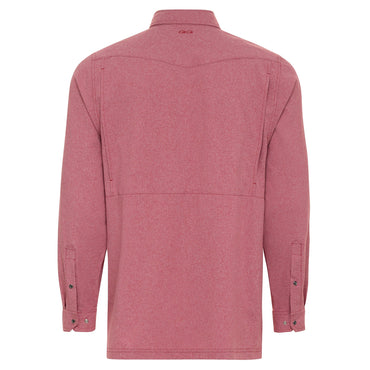 Relaxed Pearl Snap Long Sleeve Shirt- Crimson