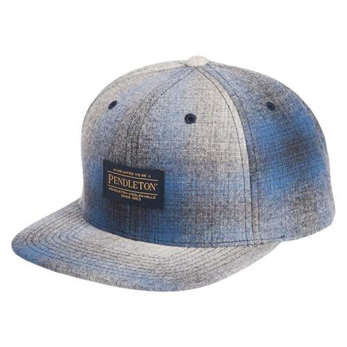 Plaid Flat Brim Hat - Blue/Grey Mix Ombre