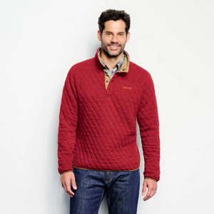 Quilted Snap Sweatshirt- Barn Red