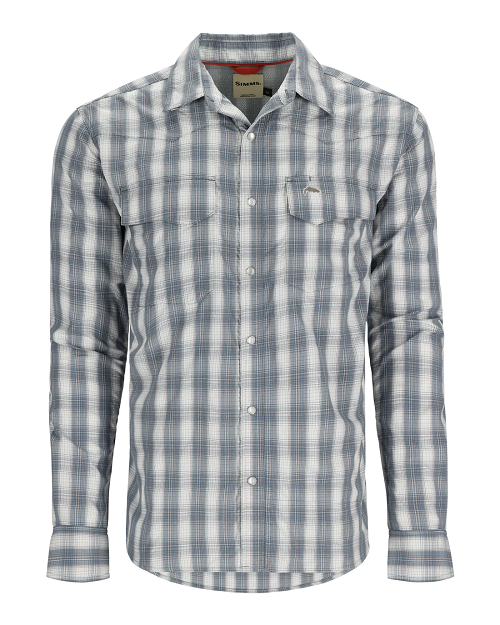 Big Sky Long Sleeve Shirt - Storm/Simms Orange Plaid