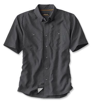 Tech Chambray Short Sleeve Work Shirt- Black