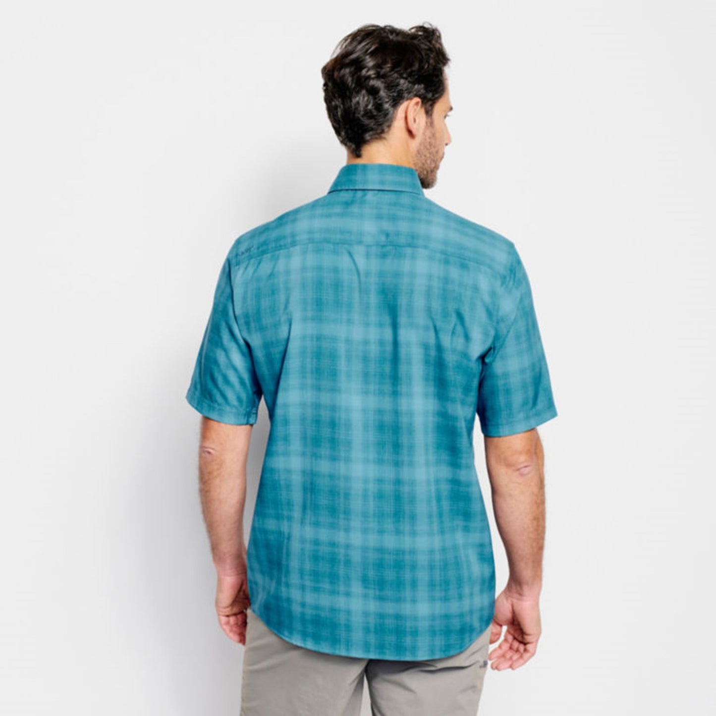 Tech Chambray Plaid Short Sleeve Work Short- Blue Lagoon