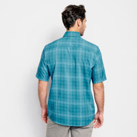 Tech Chambray Plaid Short Sleeve Work Short- Blue Lagoon