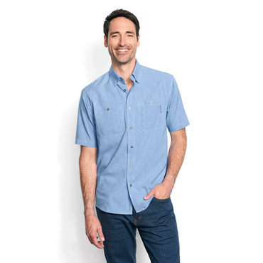 Tech Chambray Short Sleeve Work Shirt- Medium Blue