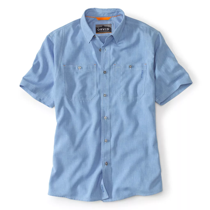 Tech Chambray Short Sleeve Work Shirt- Medium Blue