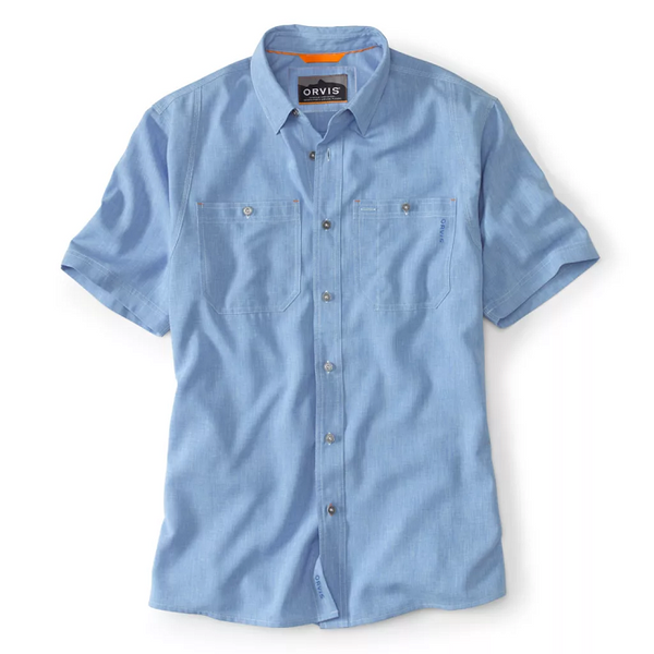 Tech Chambray Short Sleeve Work Shirt- Medium Blue – Lone Star Dry